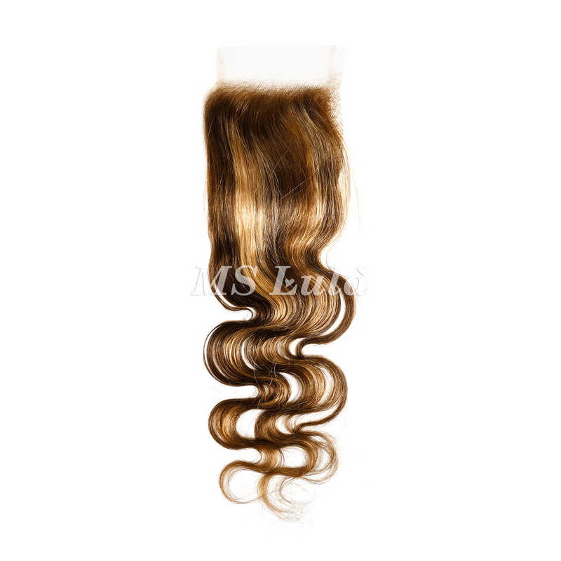 Body Wave #4/27 Highlight Virgin Human Hair 4x4 13x4 Transparent Lace Closure/Frontal - 图片 2